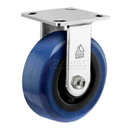 Casters Wheels & Industrial Handling Bassick Prism Stainless Steel Rigid Caster - Eagle Urethane - 5in Dia. CPR50156SS-EAG11(BK)
